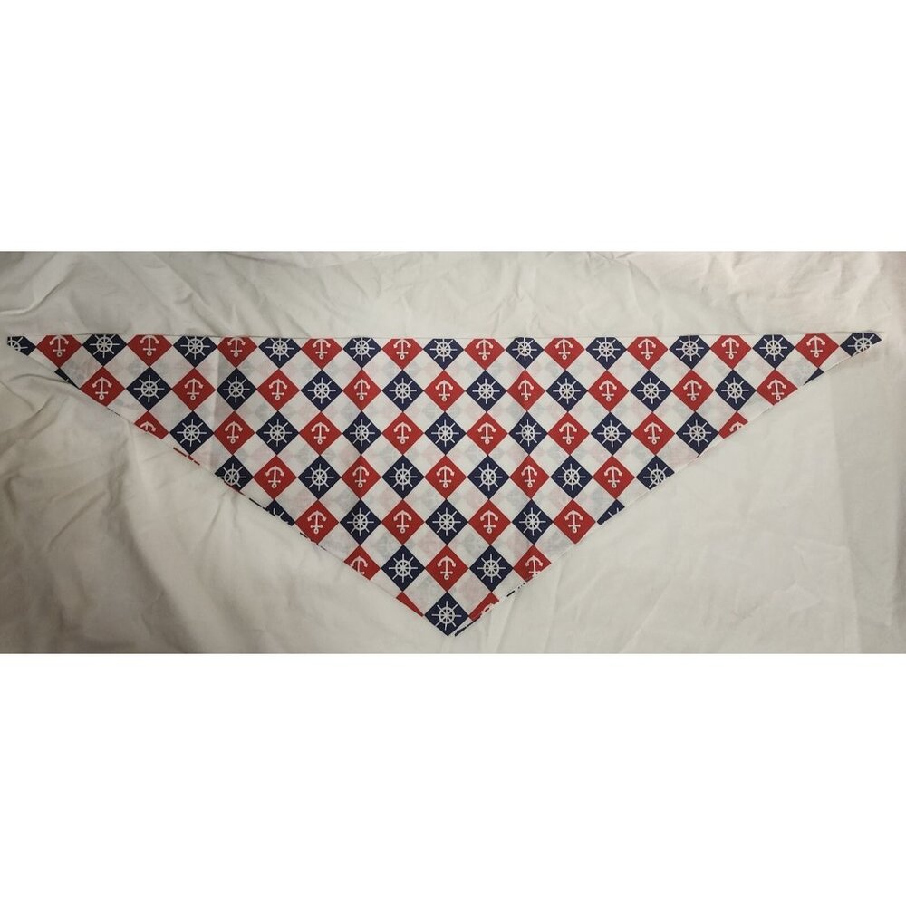 Rocfeit Red White Blue Nautical Boat Anchor Dog Bandana Large New